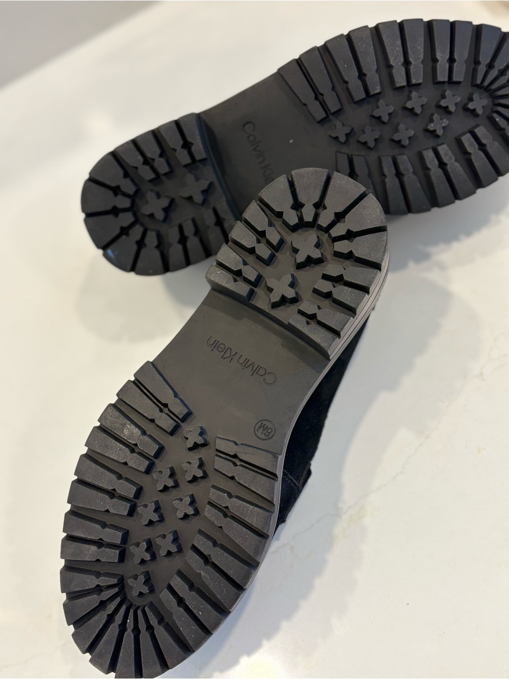 Calvin Klein Black Suede Lug-sole Penny Loafers - Picture 2 of 4